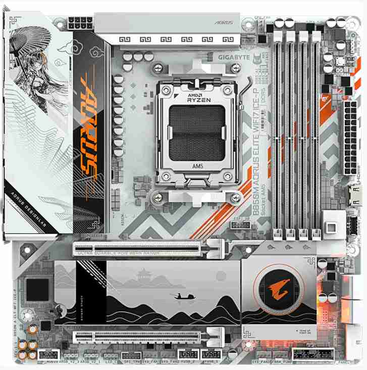 技嘉 B850M AORUS ELITE WIFI7 ICE-P D5 雕妹纯白